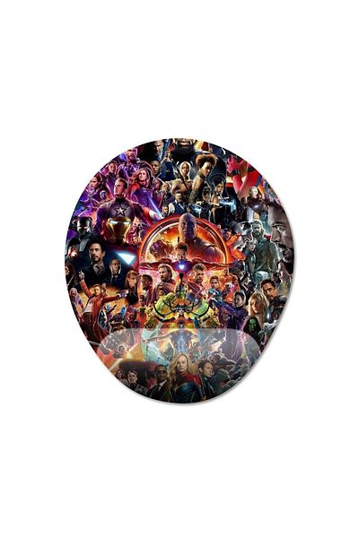 Pixxa موديل لوحة ماوس Marvel مع مسند للمعصم - 3 بيضاوي