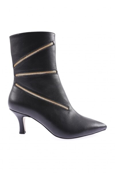 DGN Women's Zipper Accessory Heeled Boots Black 214162821