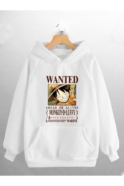 Joza Outdoors Unisex Femei Bărbați Wanted Anime One Peace Printed White Oversize Sweat