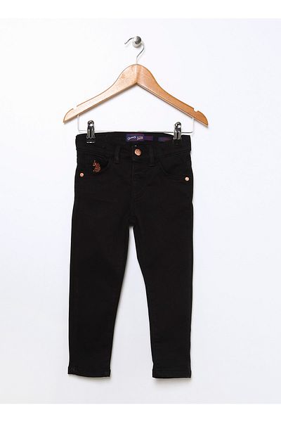 U.S. Polo Assn. Pantaloni negri pentru fete cu talie normală Issykıds22k-sy