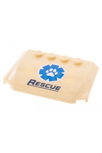 LEGO Original Accessory Custom Moc Brick Wedge 4 X 6 X 2 Tan Truck Rescue Logo 1 Piece Will Be Sent