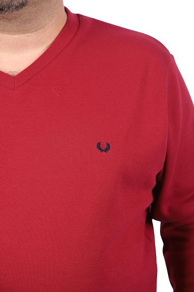 MocGrande Large Size V-Neck Double Face Basic 22720-burgundy
