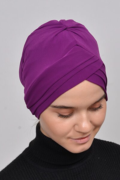 Altobeh Turban gata făcut cu trei benzi, tip hijab, mov