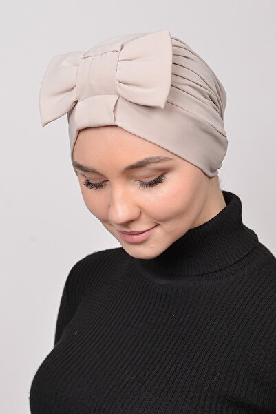 Altobeh Reversible Cross Hijab Bonnet with Bow - Cream