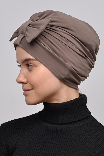 Altobeh Reversible Cross Hijab Bonnet with Bow - Chocolate