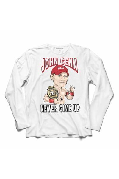 Kendim Seçtim Tricou cu mânecă lungă John Cena Never Give Up Wwe American Wrestling Tricou imprimat