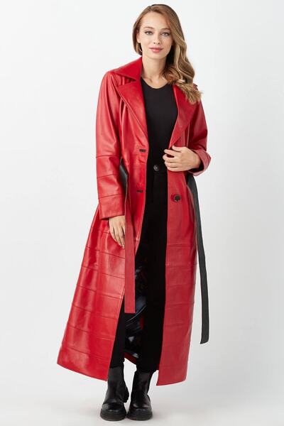 Deriza Rita Hakiki Deri Kadın Kırmızı