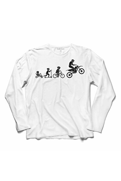 Kendim Seçtim Tricou cu mânecă lungă Evolution Motorcycle Off Road Biker Evrim Tricou imprimat
