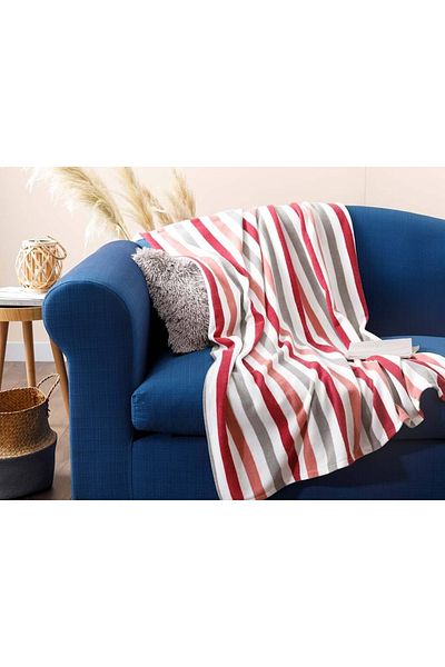 English Home Stripe Polar TV Blanket 120x170 Cm Dried Rose