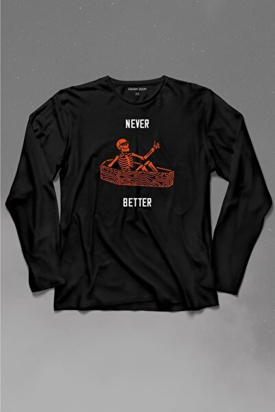 Kendim Seçtim Never Better Skull Skullhead Gothic Dark Street majica dugih ru...