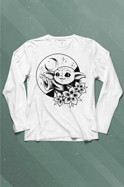 Kendim Seçtim Majica dugih rukava sa siluetom polumeseca Baby Yoda Star Wars ...