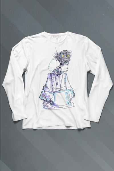 Kendim Seçtim Robot Head Sci-fi Sci-fi majica dugih rukava Štampano T-shirt