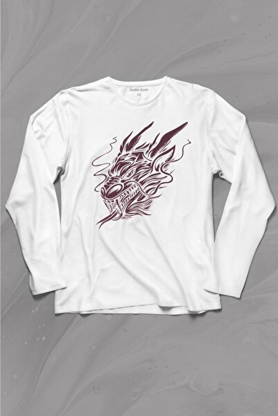 Kendim Seçtim Zmaj japanska majica dugih rukava Ejder Štampano T-shirt