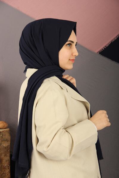 Sima Navy Blue Cotton Jazz Shawl - Navy Blue