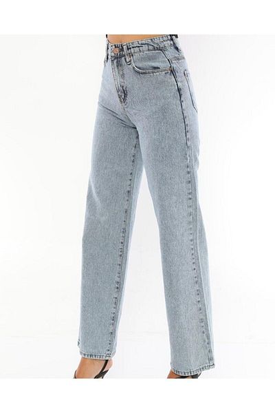 Livik Mirabella Blue Snow Lycra cu talie super înaltă Jean cu picioare largi Blugi cu picioare largi