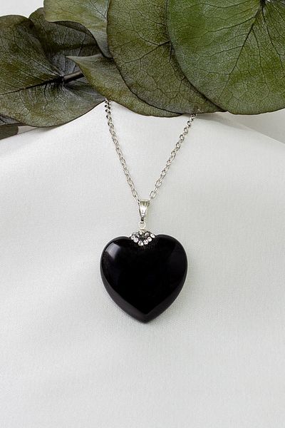 Dünya Doğal Taş Black Agate Stone Necklace