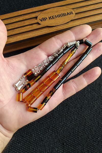 Vip Kehribar 5,5x10 Mm Kesme Ateşi Kehribar Tesbih Isme Özel Kişiselleştirile...