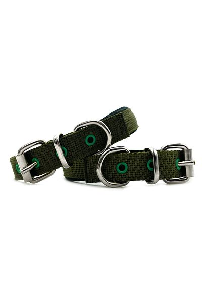 Tasma Market Khaki Green Soft Textured Column Dog Collar
