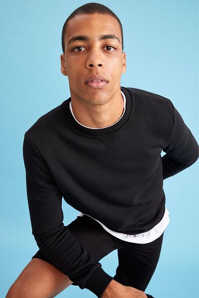 DeFacto Regular Fit Crew Neck Basic βαμβακερό φούτερ