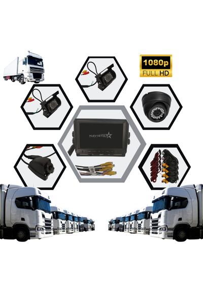 PRO STAR Tır Ve Kamyonlar Için 4 Kameralı Kayıtlı 7 Inç Ekranlı Kamera Seti