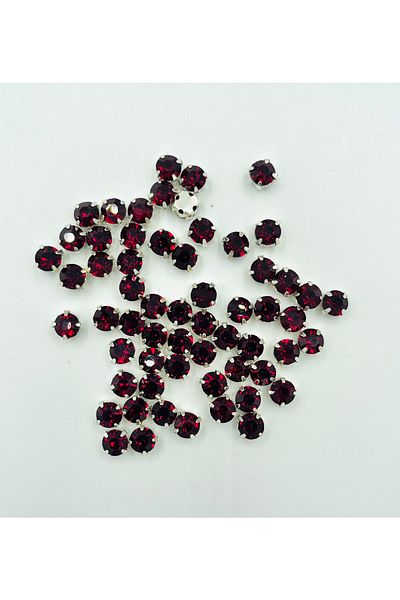 yiğit aksesuar 6 Mm Case Planted Glass Stone Red 20 Pieces