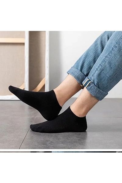 WORTHY SOCKS 12 броя мъжки черни безшевни бамбукови чорапи до глезена
