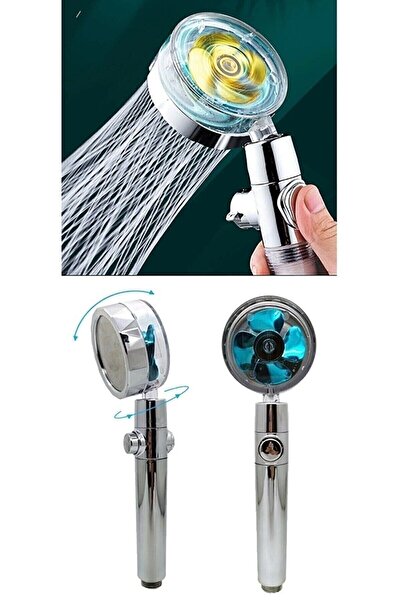 YMV Pervaneli Turbo 360 Derece Dönerli Start Stoplu Su Tasarruflu Desenli Masaj Su Tazyikli Duş Başlığı