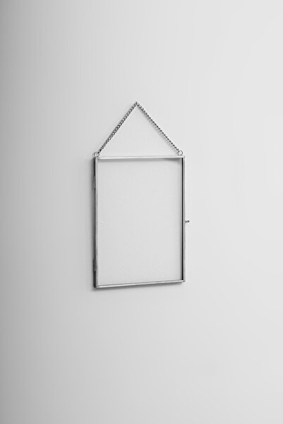 El Crea Designs 20x15cm Dikey Gümüş Silver Duvar Askılı Cam Resim Fotoğraf Çe...