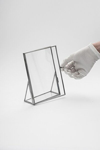 El Crea Designs 20x15cm Gümüş Dikey Masaüstü Cam Fotoğraf Çerçevesi Isimlik D...