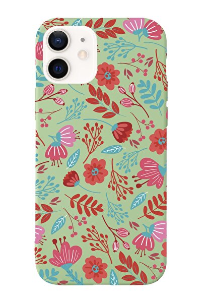 shoptocase Iphone 12 Uyumlu Çiçekler Tasarımlı Premium Lansman Telefon Kılıfı