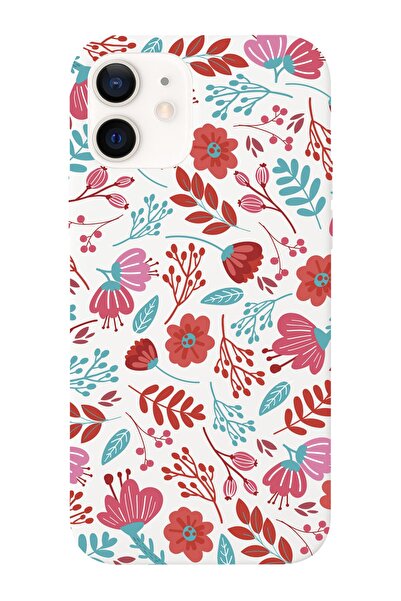 shoptocase Iphone 12 Uyumlu Çiçekler Tasarımlı Premium Lansman Telefon Kılıfı