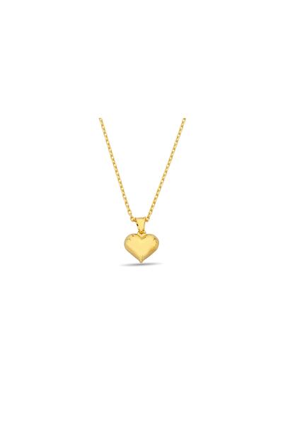 Kalp Figürlü Gümüş Kolye Gold Renk