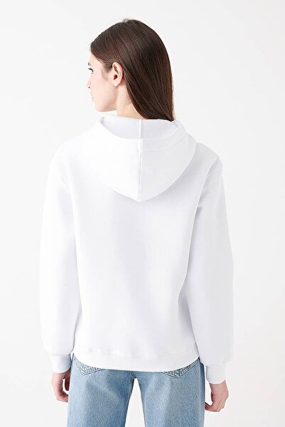 Mavi Women's Hooded White Basic Sweatshirt167299-70000