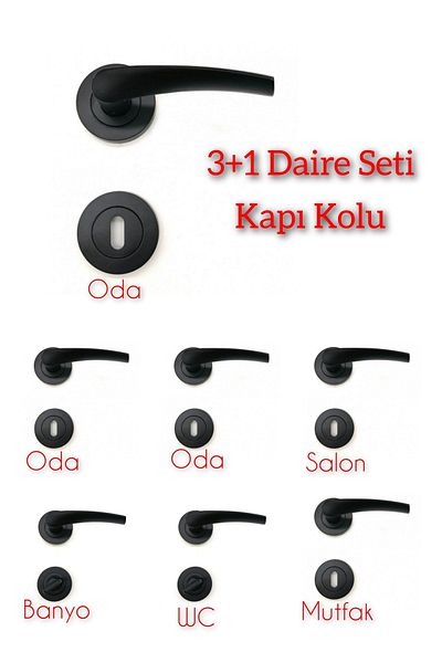 ARON Brawo 3 in 1 Circle Set Matte Black Door Handle with Round Rosette (7 SETS)