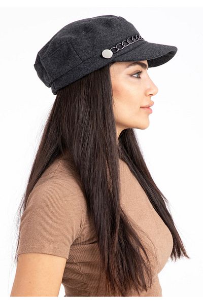 AYGÜN Anthracite Stamp Captain Hat - with Chain