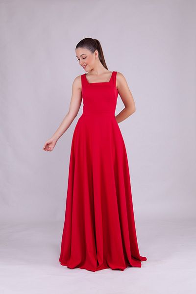 Bidoluelbise Women's Square Collar Sleeveless Maxi Length Evening Dress