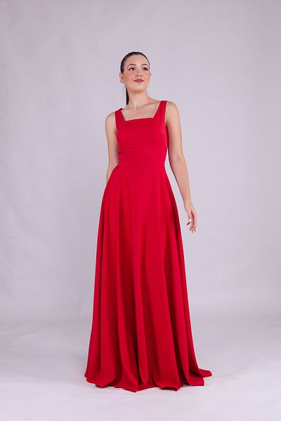 Bidoluelbise Women's Square Collar Sleeveless Maxi Length Evening Dress
