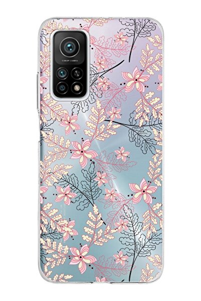PrintiFy Xiaomi Mi 10 T Pro Uyumlu Kapak Floral Kırmızı Tasarımlı Şeffaf Sili...