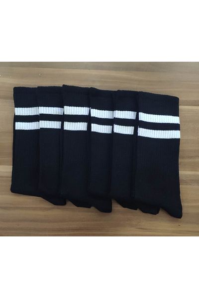 Leement socks Ανδρικές αθλητικές κάλτσες από βαμβακερές ρίγες κολλεγίου 6 ζευγαριών