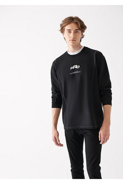 Mavi Pro Logo Printed Black T-Shirt Loose Fit 0611050-900