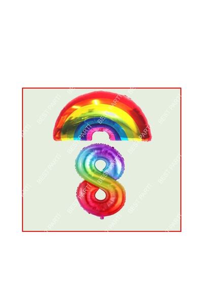 RÖNESANS PARTİ Star Rainbow Star Themed 8Th Birthday Party Set