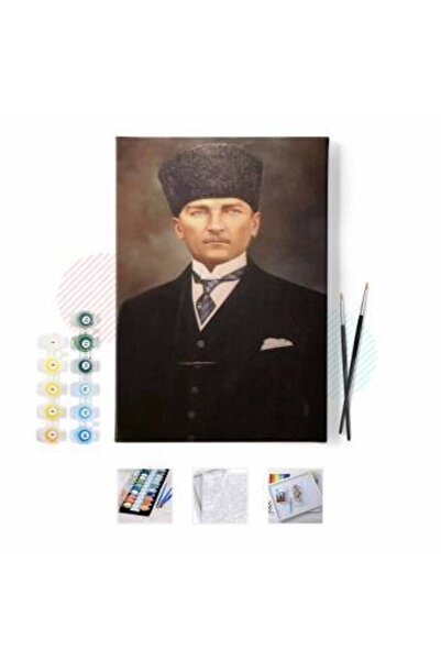 Genel Markalar Sayılarla Boyama Seti Çerçeveli Kasnaklı Kalpaklı Atatürk  40 ...