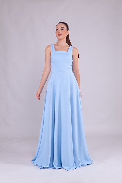 Bidoluelbise Γυναικείο βραδινό φόρεμα με τετράγωνο λαιμό αμάνικο μάξι μήκος