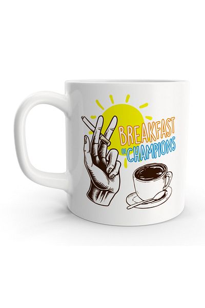 Rock'n Fox Champions's Breakfast Coffee Drinker Breakfast Themed Mug