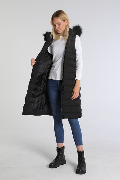 PIQUE Women's Vest Women's Fur Hooded Long Vest Hazal