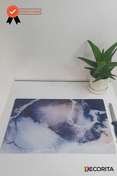 Glass Cutting Board - Glass Cutting Board | Frosted Glass - Ocean | 30cm X 40cm
