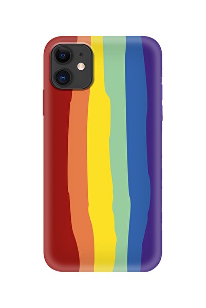 HappyCase Iphone 11 Rainbow Gökkuşağı Liquid Lansman Silikon Kapak Kılıf