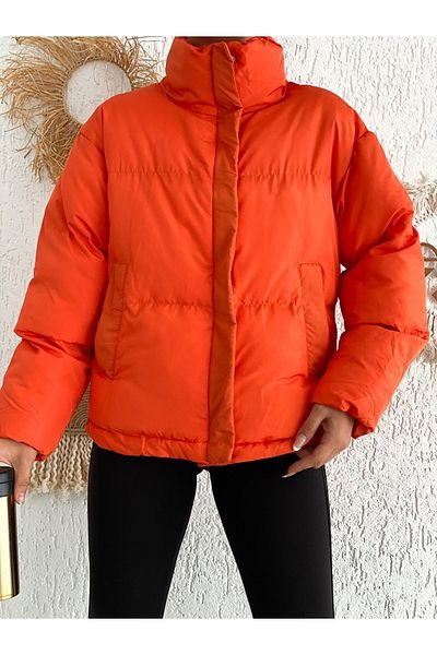 Noa Noa High Collar Hidden Snap Puffer Coat