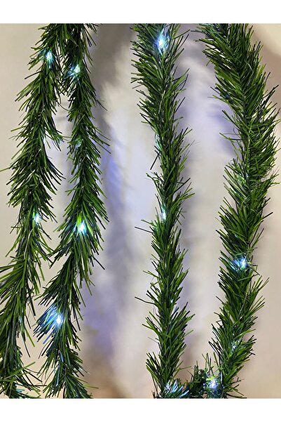KozmoParti 3m Pilli Beyaz Led Işık Yılbaşı Için Yapay Yaprak Çam Dalı Dekor S...