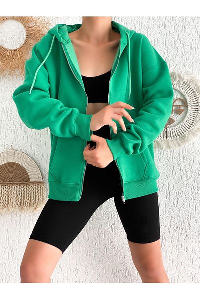 Noa Noa Hanorac oversize cu fermoar cu glugă